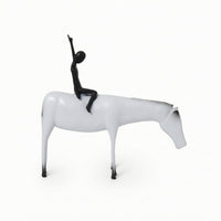 Horse Statue with Equestrian Figure Modern Horse Sculpture with Equestrian Figure Matte for Coffee Table