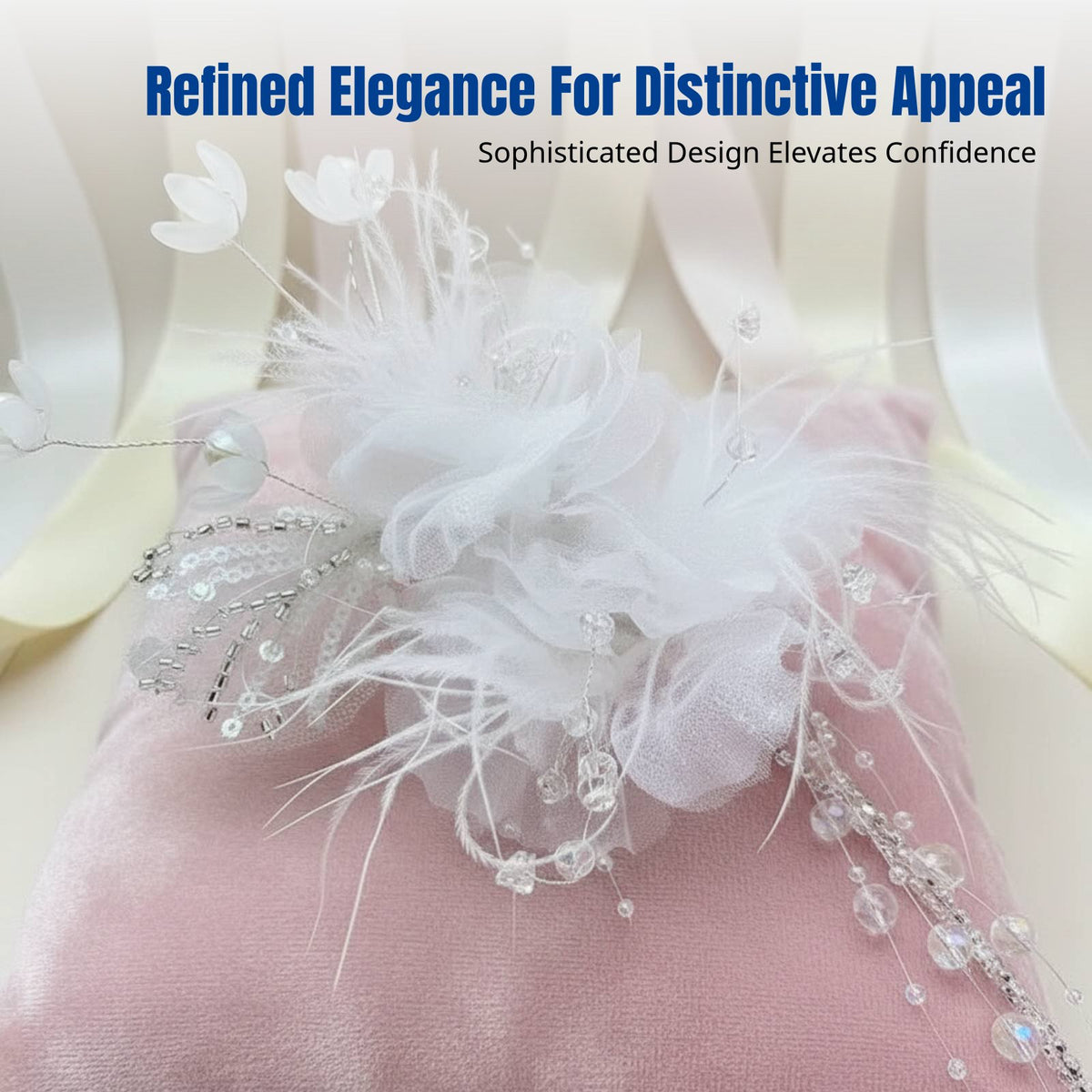 Victorian Hair Accessory, Alabaster Lace Feather Tassel Headpiece, Elegant Princess Design for Women