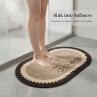 Linen Weave Non-Slip Absorbent Bathroom Mat for Toilet and Washroom