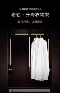 悍高 下拉式挂衣杆衣架家用衣帽间晾衣架衣柜升降阻尼衣物收纳架 希勒阻尼升降衣物架（钛坦灰）