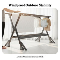 Foldable X-Shaped Frame Clothes Horse Folding Design Drying Stand Indoor Outdoor Use Garment Dryer for Apartment Dwellers, Homemakers, Balcony, Yard