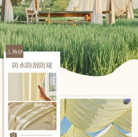 户外凉亭防水防霉纱帘透光不透人窗帘室外庭院阳光房防晒隔热窗纱 幻影纱-黄昏日落【防水防霉功能款】 宽2.5米高2.7米1片打孔【高度可改短】