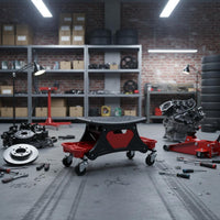 Rolling Mechanic Seat Height Adjustable Mechanic Stool Multi-Slot Organizer