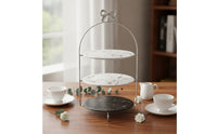 Arched Dessert Display Silver-Tone Dessert Stand with Round Plates Easy Storage Serving Tray for Afternoon Tea, Banquets