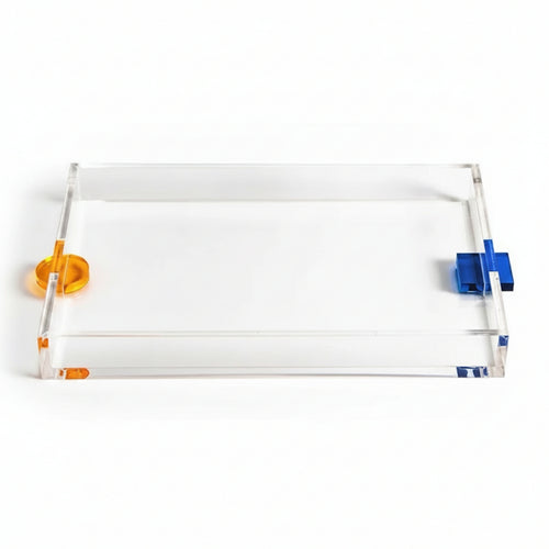 Rectangular Tray Raised Edge Tray Rectangular Acrylic Organizer Tray Vanity Tray Transparent Acrylic Construction Suitable for Living Room Display Kitchen Countertop Cosmetic Organization Book Shelf