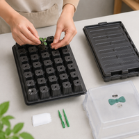 24-Cell Seed Starter Tray, Germination Trays for Vegetables with Ventilation, 36.5×23×11cm Seed Starter Set for Hobby Gardeners, Including Dibber & Labels