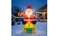 Inflatable Santa with Candy Cane Freestanding Inflatable Santa Figure Holiday Decoration Festive Decorations Cheerful