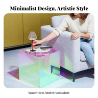 Iridescent Occasional Table Space-Saving Iridescent Cube Table Modern Aesthetic