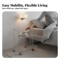 2-Tier Rolling Trolley Easy to Assemble 2-Tier Rolling Organizer for Dining Area