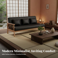 Straight-Line Wooden Couch Nordic aesthetic 3-Seater Sofa clean contemporary Design