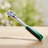 3/8-Inch Ratchet Wrench with Sockets Cushioned Ratchet Wrench Chrome Tool Comfortable Grip for Diyers, Mechanics, Cyclists, Workshop, Tight Confined Areas, Two-Wheeler Maintenance