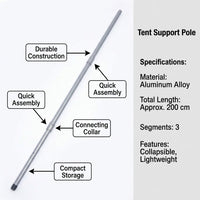Tent Poles for Tarp, Telescopic Adjustable Camping Tent Accessories, Stainless Steel Extendable Pole - Image 4