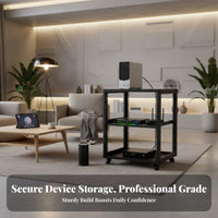 1 Open Frame Rack Adjustable Network Rack Multi-layer Equipment Shelf Mobile Unit Steel Construction Suitable for IT Professionals Home Workspace Studios