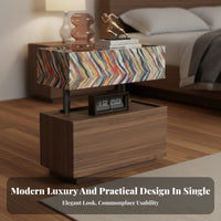 Two-Level Side Table Installation Nightstand Minimalist and Design Bedside Cabinet for Renters, Residents, Apartment, Hotel Room, Hallway