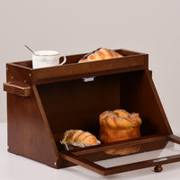 Bamboo Bread Box Flip-down Door Bread Box with Window Dust Resistant