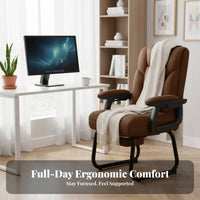 Padded Sled Base Chair Reclining Backrest Guest Seating Linkage Armrests