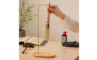 Brush Pen Holder Stand Desktop Brush Hanger with Wood Base Basic Rack for Calligraphers