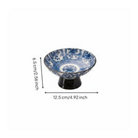 Blue and White Pedestal Bowl Easy to Clean Pedestal Dessert Plate