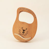 Wooden 16-String Lyre Harp Plucked Lyra Harp Metal 16-String Lyre Rounded Edges for Casual Performance
