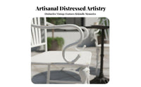 White Metal Table and Chair Set Retro Design Ornate 3-Piece Table and Chair Set Rust-Resistant Weather-Resistant for Balcony
