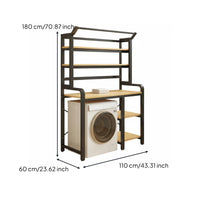 Bathroom Space Saver Shelf Freestanding Laundry Shelf Household Storage Laundry Organizer over Washing Machine Rack Shelving Unit Sturdy Metal Wood Panel Suitable for Laundry Room Balcony Washroom Kitchen