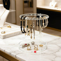 Transparent Acrylic Jewelry Stand Multi-Tier Necklace Display Rack Space-Saving Earring Holder Stand Easy to See for Vanity, Bedroom
