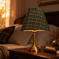 Plaid Lampshade Green Woven Textile Lampshade Plaid for Table Lamps