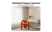 Upholstered Curved Chair Soft Cushioning Vanity Stool Modern Stylish Contoured Rearrest for Interior Design Lovers, Bedroom