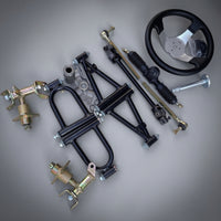 Beach Vehicle Front Shock Absorption System Easy Installation Steering Kit with Steering Wheel Adjustable Hardware for DIY Builders, Hobbyists