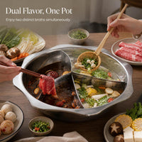 Extra Thick Stainless Steel Octagonal Hot Pot with Dividers for Induction Cooktops