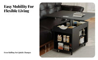 Multi-Functional Convertible Lift-Top Coffee Table Adjustable Height Lift-Top Coffee Table Mobile with Wheels Storage Furniture Space-Saving for Apartment Dwellers, Homeowners, Telecommuting Workers, Living Room, Small Areas, Bedroom, Balcony