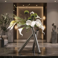 Silk Orchid Arrangement with Vase Sculptural Artificial Floral Sprays with Vase Modern Centerpiece for Tabletop