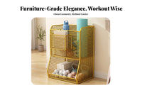 Athletic Gear Organizer with Baskets | Slanted Lower Section, Space-Saving Narrow Design, Mesh Storage Rack, for Home Gym
