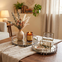 Geometric Metal Mirror Tray Decorative for Living Room and Dining Room