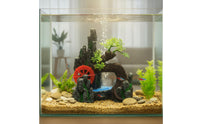 Aquarium Ornament with Waterwheel Realistic Rockery Compact for Aquatic Keepers