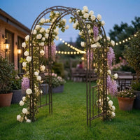 Metal Garden Arch Stable Base Scrollwork Arch Trellis Ground Stakes Arched Trellis for Park
