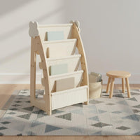 Kids Bookshelf and Toy Bin Set Safety Design Nursery Sling Bookshelf Sky Theme