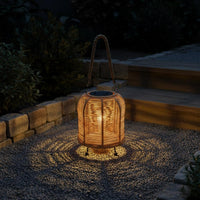 Handwoven Solar Lantern Braided Rope Handle Handwoven Rattan Lantern for Balcony