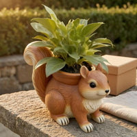Squirrel Planter Curled Tail Squirrel Flower Pot Decorative Craft