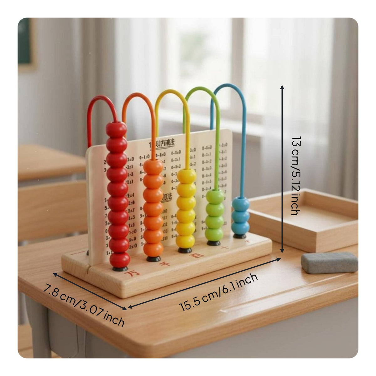 Wooden Abacus Educational Wooden Counting Frame Colorful Beads Kids Counting Toy for Young Children, Classroom