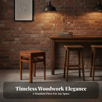 Mortise and Tenon Joinery Square Wooden Stool Chinese Aesthetic Design Four-Legged Wooden Stool Thickened Construction Backless Seat Long-Lasting for Homeowners, Restaurant Owners, Dining Room, Kitchen, Office, Studio