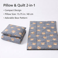 Cartoon Bear Pillow Blanket, Floral Pattern, Polyester