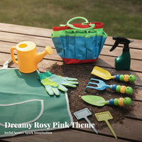 10 Pieces Kids Gardening Tool Set Child-Sized Kids' Gardening Tools Metal Heads Mini and Rake Set for Girls, Young Children, Outdoor, Sandbox
