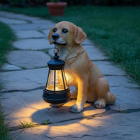 Solar Dog Lantern Weather Resistant Outdoor Decor Waterproof for Entryway