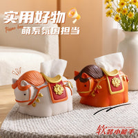 New Chinese Style Tissue Box with Horse and Money Design for Living Room