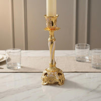 Zinc Alloy Candle Holder Carved Scroll Patterns Home Decor Tapered Stem
