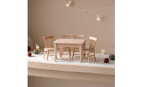 5 Pieces Dollhouse Dining Set 1/12 Scale Miniature Dining Table with Chairs Dollhouse Table and Chairs for Kids