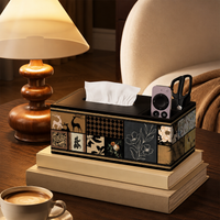 Wooden Tissue Box Holder, New Chinese Countertop Tissue Box Cover with Storage, 24x13x9.5cm for Living Room, Hotel, Office