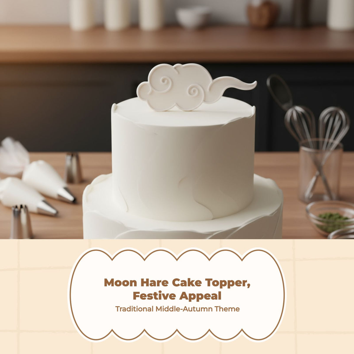 Moon Hare Celestial Cake Topper for Autumn Event