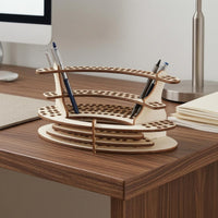 Wood Brush Rack Curved Perforated Tier Rack Handmade